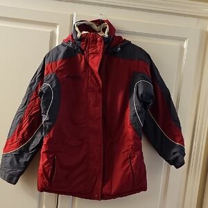 Columbia Womens Puffer Jacket in Red and Gray